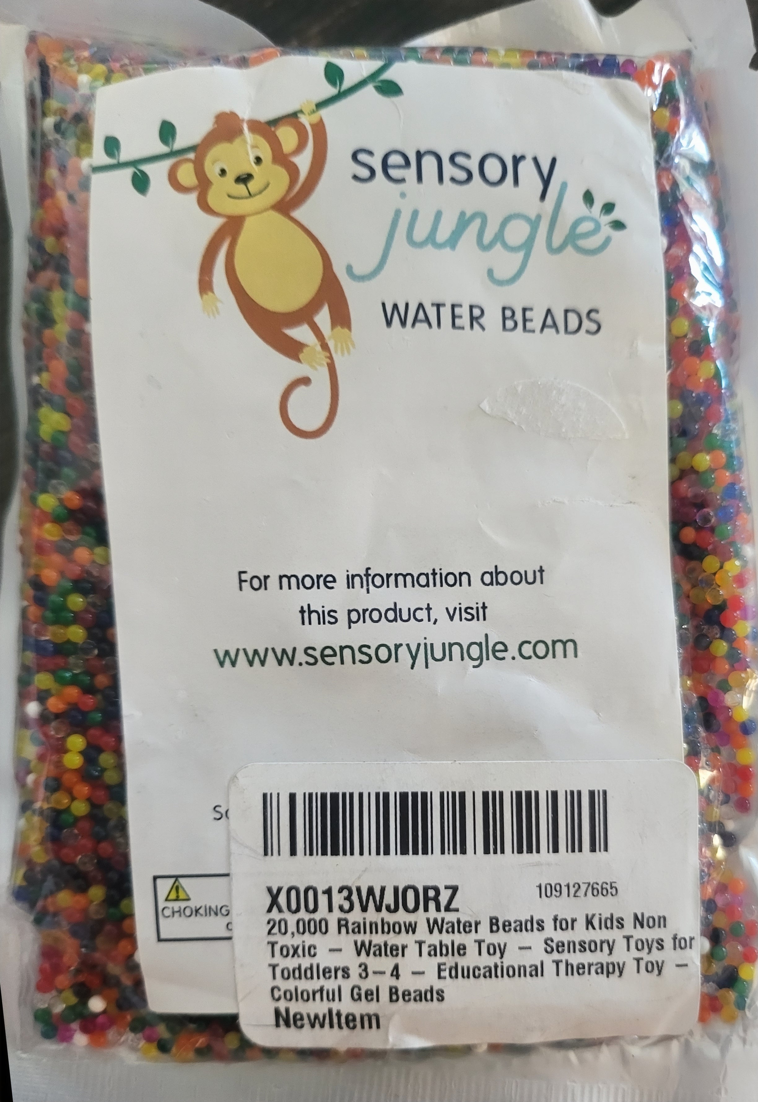 Sensory Jungle 20,000 rainbow water beads for kids non toxic - water table  toy - sensory toys for toddlers 3-4 - educational therapy toy - c
